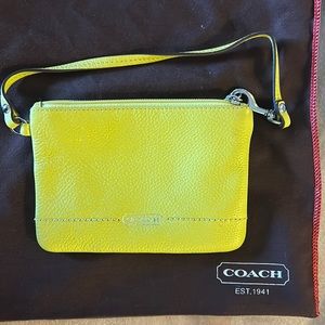 Coach chartreuse lime green wristlet